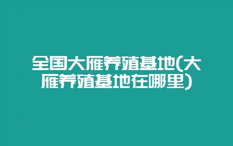 全国大雁养殖基地(大雁养殖基地在哪里)-会东网