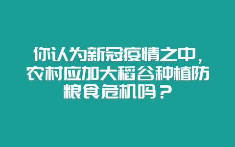你认为新冠疫情之中,农村应加大稻谷种植防粮食危机吗?-会东网