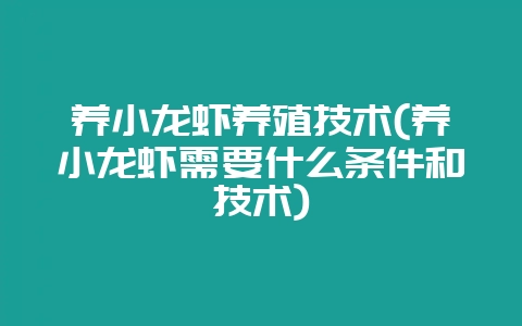 养小龙虾养殖技术(养小龙虾需要什么条件和技术)-会东网