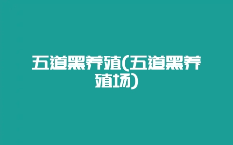 五道黑养殖(五道黑养殖场)-会东网