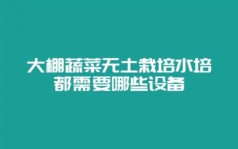 大棚蔬菜无土栽培水培都需要哪些设备-会东网