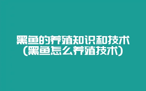 黑鱼的养殖知识和技术(黑鱼怎么养殖技术)-会东网