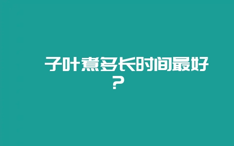 粽子叶煮多长时间最好？-会东网
