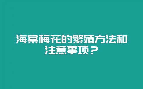 海棠梅花的繁殖方法和注意事项?-会东网