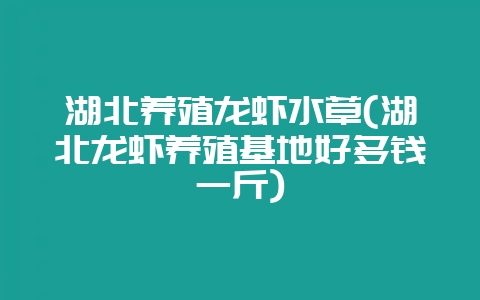湖北养殖龙虾水草(湖北龙虾养殖基地好多钱一斤)-会东网