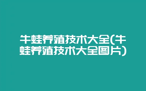 牛蛙养殖技术大全(牛蛙养殖技术大全图片)-会东网