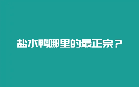 盐水鸭哪里的最正宗？-会东网