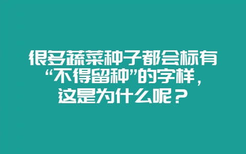 很多蔬菜种子都会标有“不得留种”的字样,这是为什么呢?-会东网