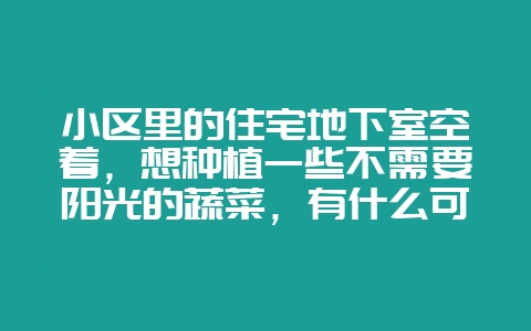 小区里的住宅地下室空着，想种植一些不需要阳光的蔬菜，有什么可以推荐？-会东网