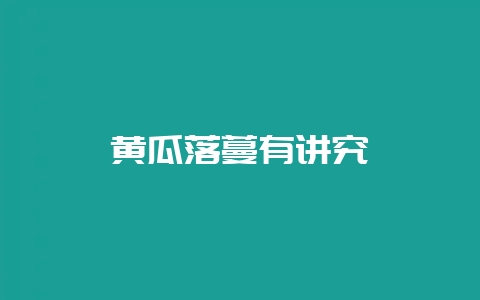 黄瓜落蔓有讲究-会东网
