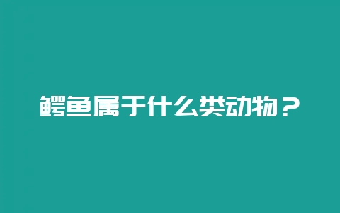 鳄鱼属于什么类动物？-会东网