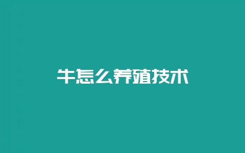牛怎么养殖技术-会东网