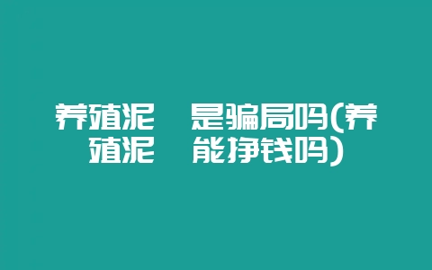 养殖泥鳅是骗局吗(养殖泥鳅能挣钱吗)-会东网
