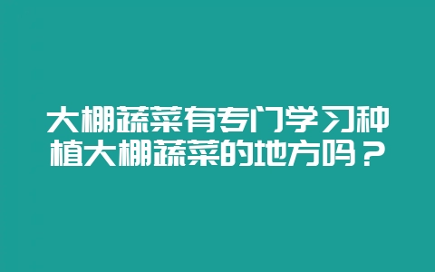 大棚蔬菜有专门学习种植大棚蔬菜的地方吗?-会东网