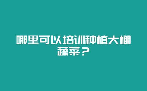 哪里可以培训种植大棚蔬菜？-会东网