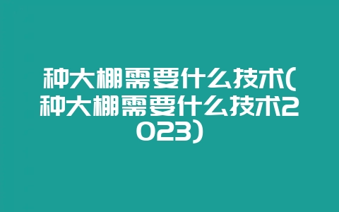 种大棚需要什么技术(种大棚需要什么技术2023)-会东网