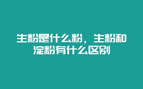 生粉是什么粉，生粉和淀粉有什么区别-会东网