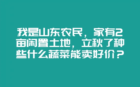 我是山东农民，家有2亩闲置土地，立秋了种些什么蔬菜能卖好价？-会东网