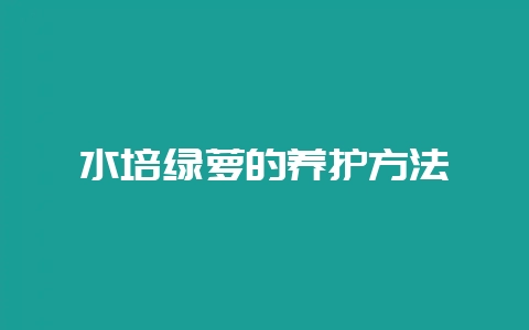 水培绿萝的养护方法-会东网
