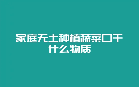 家庭无土种植蔬菜口干什么物质-会东网