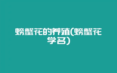 螃蟹花的养殖(螃蟹花学名)-会东网