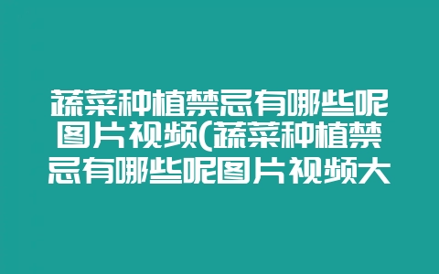 蔬菜种植禁忌有哪些呢图片视频(蔬菜种植禁忌有哪些呢图片视频大全)-会东网