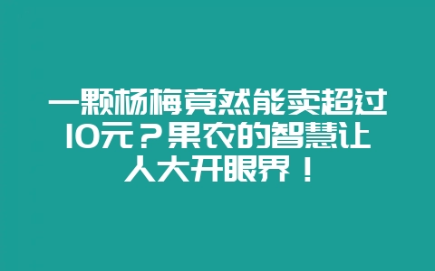 一颗杨梅竟然能卖超过10元？果农的智慧让人大开眼界！-会东网