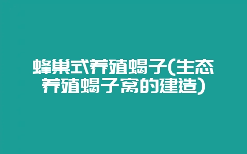 蜂巢式养殖蝎子(生态养殖蝎子窝的建造)-会东网