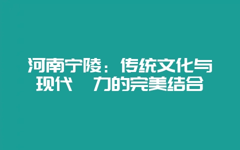 河南宁陵：传统文化与现代魅力的完美结合-会东网