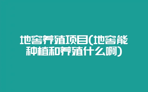 地窖养殖项目(地窖能种植和养殖什么啊)-会东网