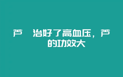 芦荟治好了高血压，芦荟的功效大-会东网