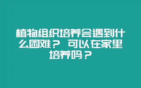植物组织培养会遇到什么困难？ 可以在家里培养吗？-会东网