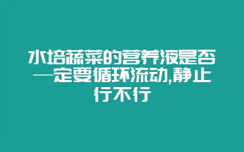 水培蔬菜的营养液是否—定要循环流动,静止行不行-会东网