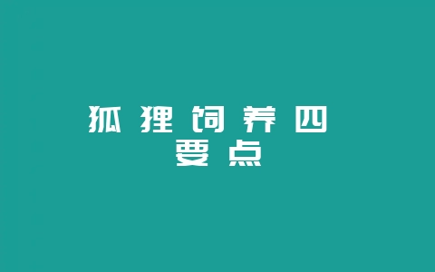 狐 狸 饲 养 四 要 点-会东网