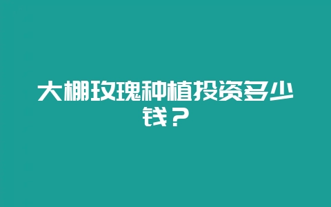 大棚玫瑰种植投资多少钱？-会东网