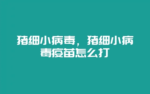 猪细小病毒,猪细小病毒疫苗怎么打-会东网