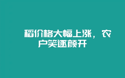粳稻价格大幅上涨，农户笑逐颜开-会东网