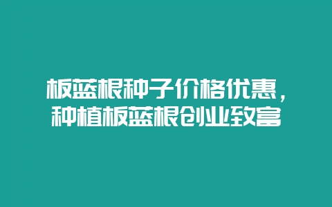 板蓝根种子价格优惠,种植板蓝根创业致富-会东网