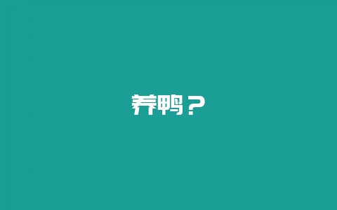 养鸭？-会东网