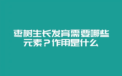 枣树生长发育需要哪些元素？作用是什么-会东网