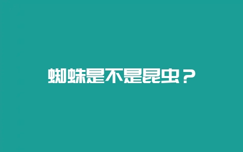蜘蛛是不是昆虫？-会东网