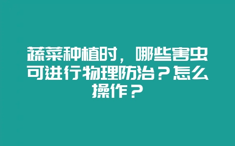 蔬菜种植时，哪些害虫可进行物理防治？怎么操作？-会东网