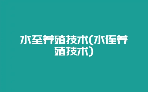 水至养殖技术(水侄养殖技术)-会东网