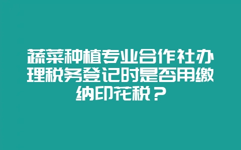 蔬菜种植专业合作社办理税务登记时是否用缴纳印花税？-会东网