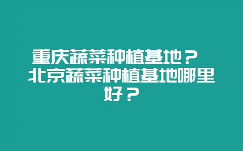 重庆蔬菜种植基地？ 北京蔬菜种植基地哪里好？-会东网
