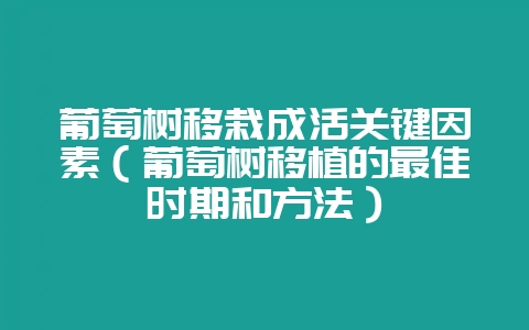 葡萄树移栽成活关键因素（葡萄树移植的最佳时期和方法）-会东网