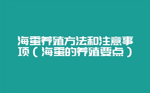 海蚕养殖方法和注意事项（海蚕的养殖要点）-会东网