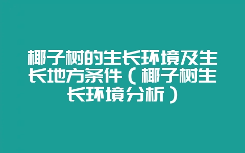 椰子树的生长环境及生长地方条件（椰子树生长环境分析）-会东网