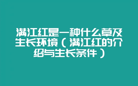 满江红是一种什么草及生长环境(满江红的介绍与生长条件)-会东网