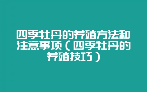 四季牡丹的养殖方法和注意事项（四季牡丹的养殖技巧）-会东网